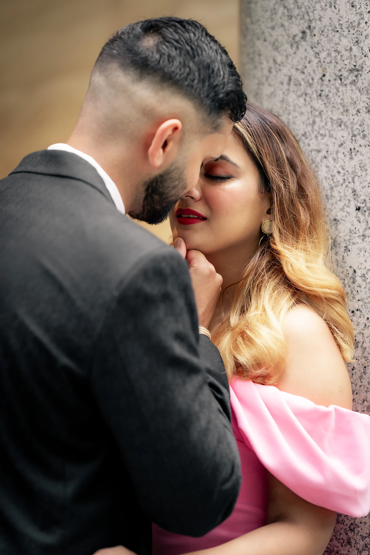Elegant pre-wedding portrait of an South Asian couple in Melbourne