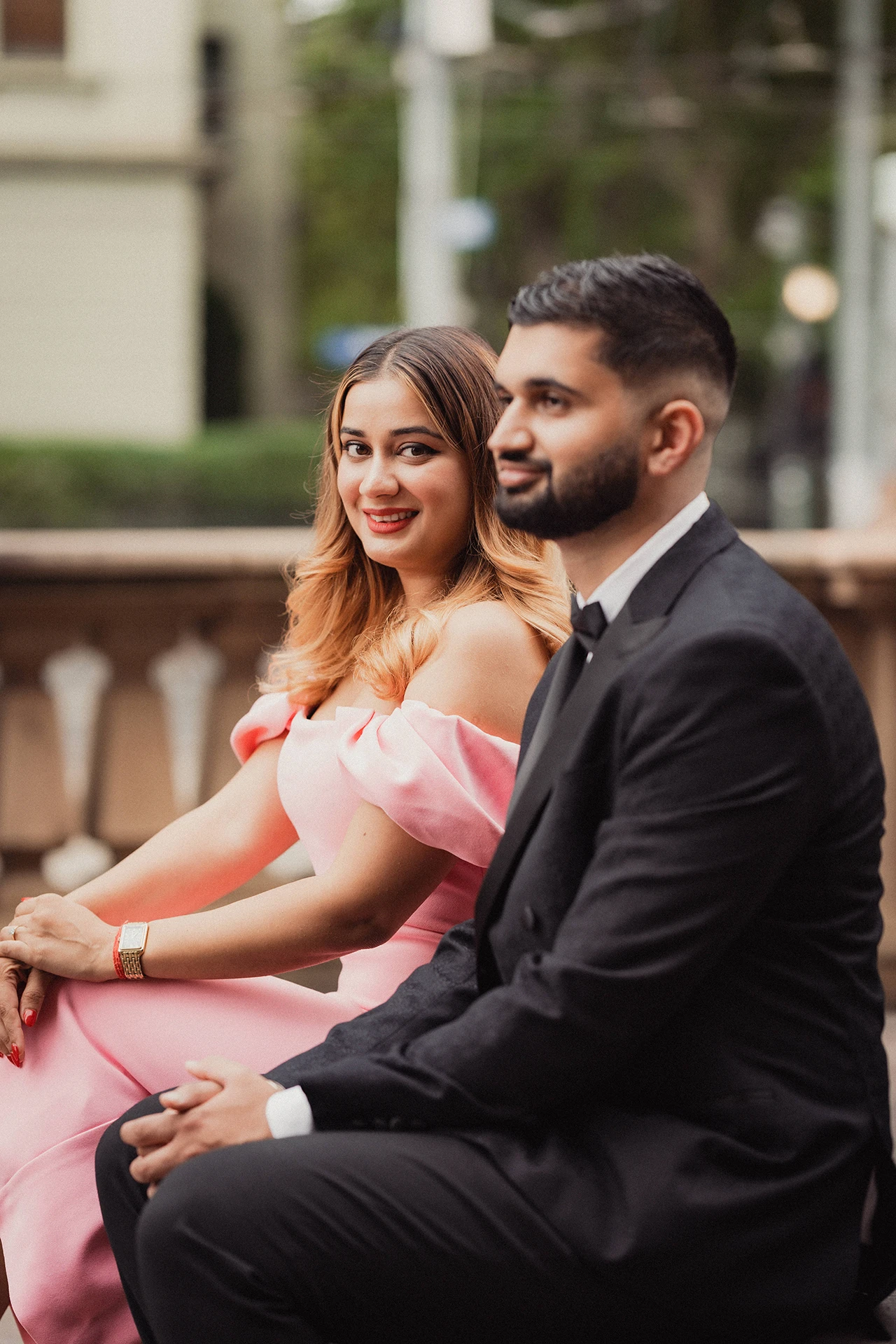 Elegant pre-wedding portrait of an Punjabi couple in Melbourne