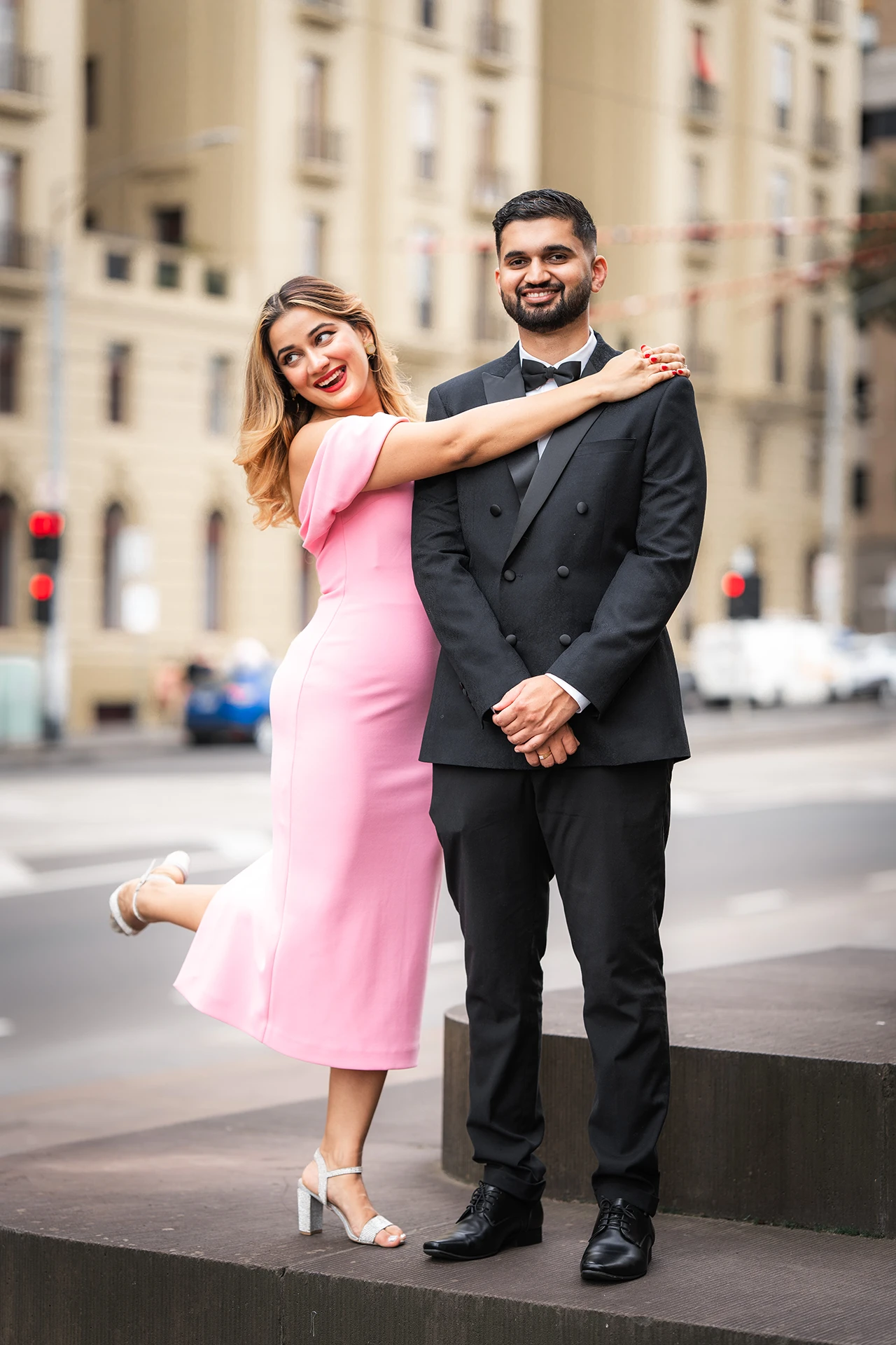 Elegant pre-wedding portrait of an Punjabi couple in Melbourne