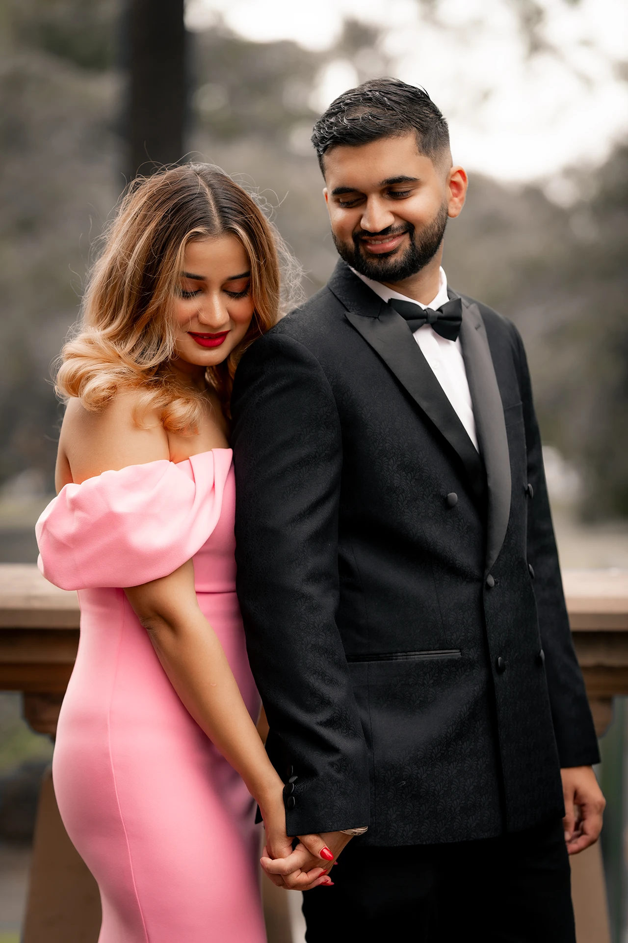 Elegant pre-wedding portrait of an Indian couple in Melbourne