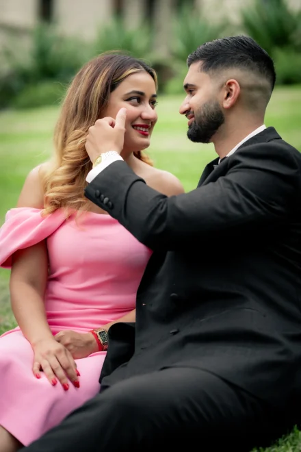 Elegant pre-wedding portrait of an Indian couple in Melbourne