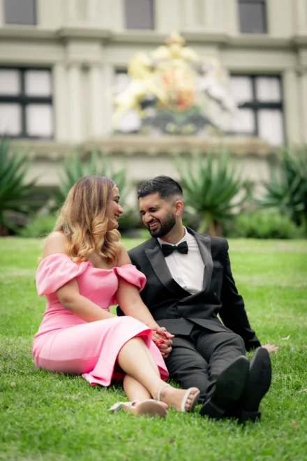 Elegant pre-wedding portrait of an South Asian couple in Melbourne