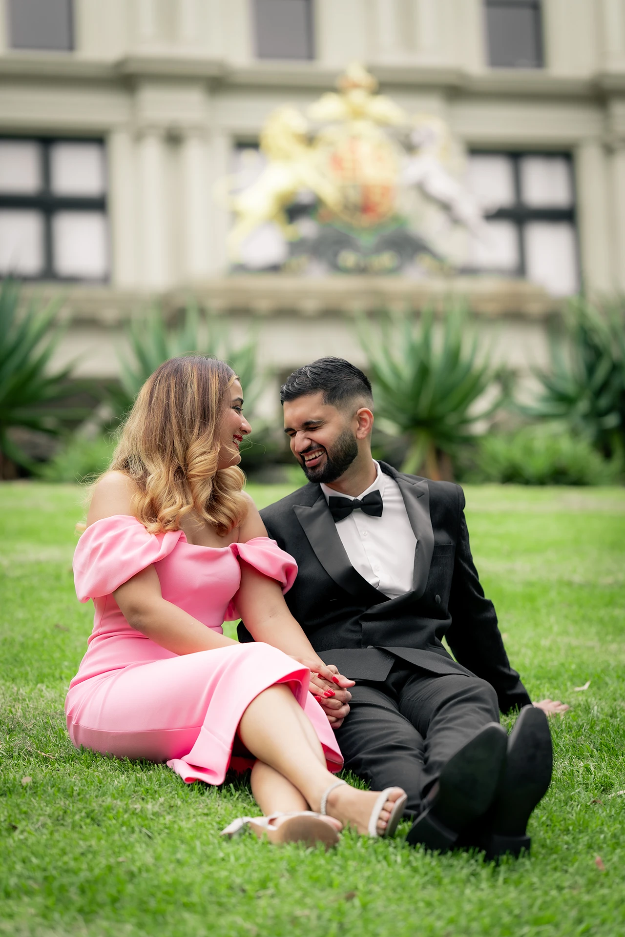 Elegant pre-wedding portrait of an South Asian couple in Melbourne