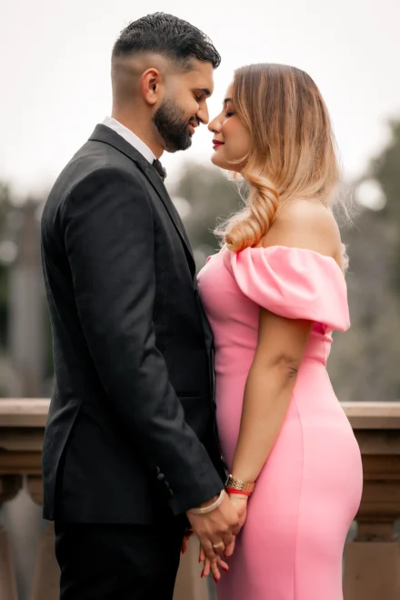 Elegant pre-wedding portrait of an Indian couple in Melbourne