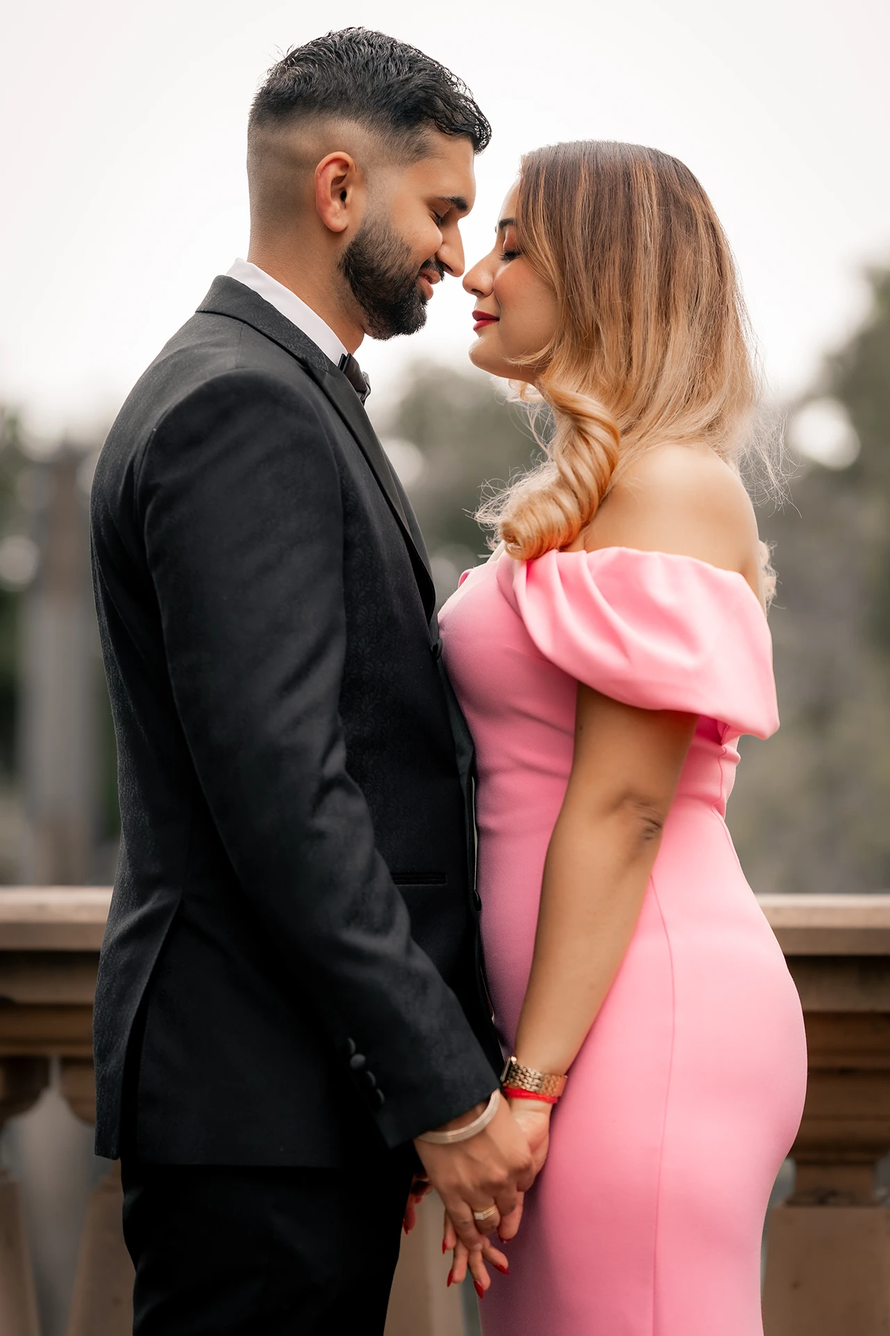 Elegant pre-wedding portrait of an Indian couple in Melbourne