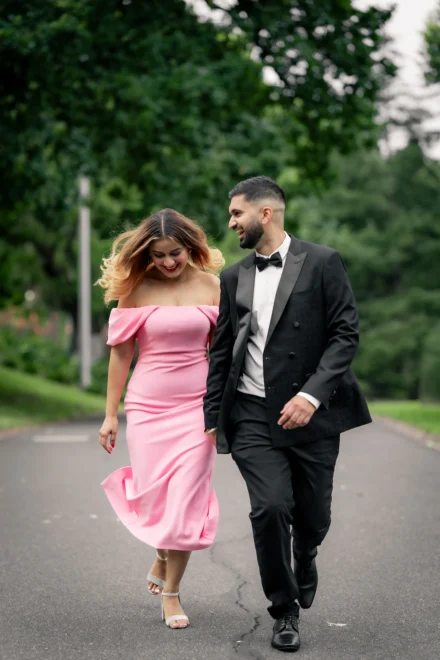 Elegant pre-wedding portrait of an South Asian couple in Melbourne