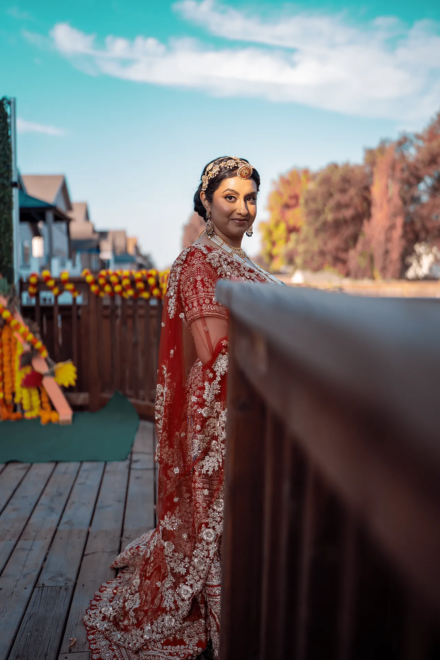 Indian bride in traditional wedding attire during bridal portraits in Melbourne