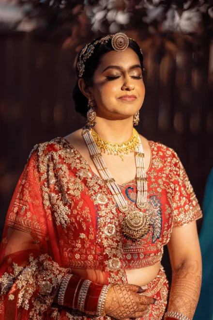 Indian bride in traditional wedding attire during bridal portraits in Melbourne