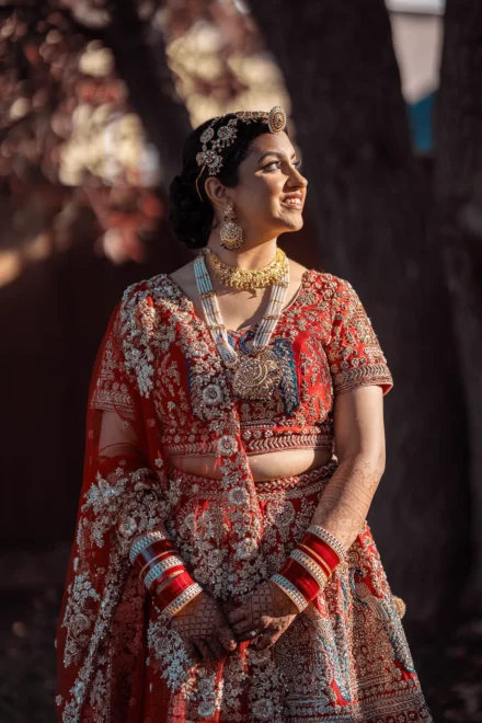 Indian bride in traditional wedding attire during bridal portraits in Melbourne