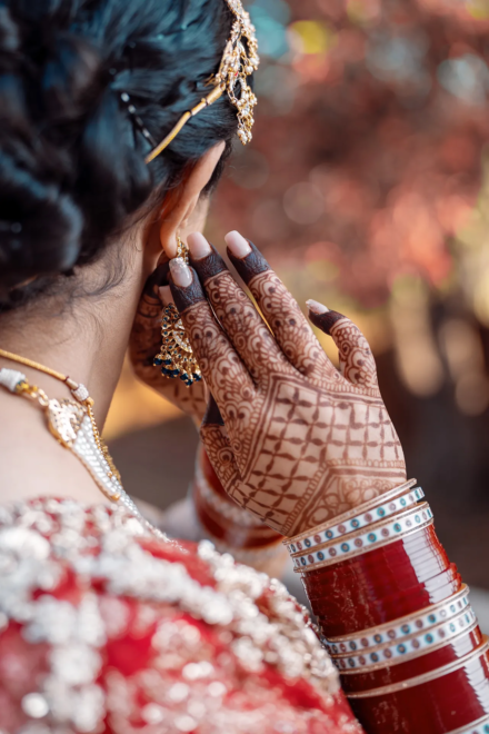 Indian bride in traditional wedding attire during bridal portraits in Melbourne
