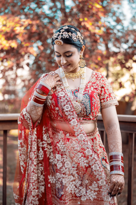 Indian bride in traditional wedding attire during bridal portraits in Melbourne