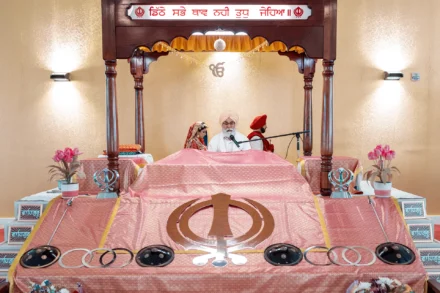 Bride and groom during an Anand Karaj ceremony in Melbourne