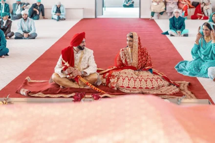 Bride and groom during an Anand Karaj ceremony in Melbourne