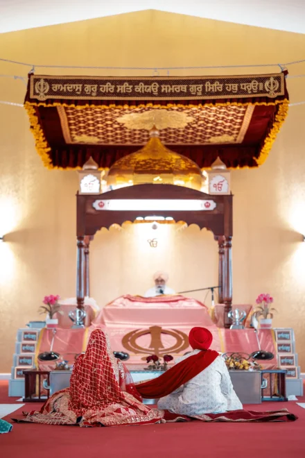 Bride and groom during an Anand Karaj ceremony in Melbourne