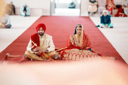 Bride and groom during an Anand Karaj ceremony in Melbourne