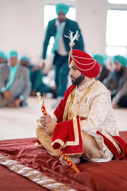 Bride and groom during an Anand Karaj ceremony in Melbourne