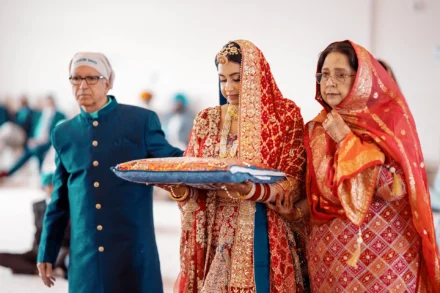 Bride and groom during an Anand Karaj ceremony in Melbourne