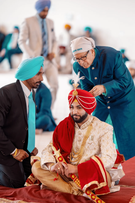 Bride and groom during an Anand Karaj ceremony in Melbourne