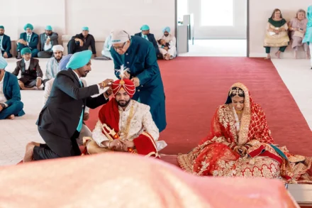 Bride and groom during an Anand Karaj ceremony in Melbourne