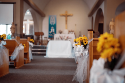 Bride and groom during a Catholic wedding ceremony in Melbourne