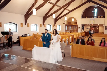 Bride and groom during a Catholic wedding ceremony in Melbourne