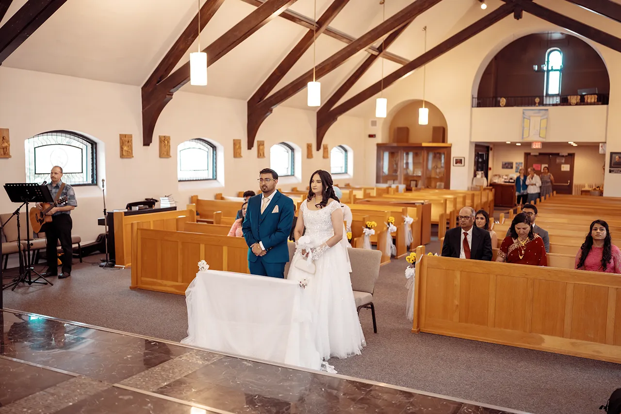 Bride and groom during a Catholic wedding ceremony in Melbourne
