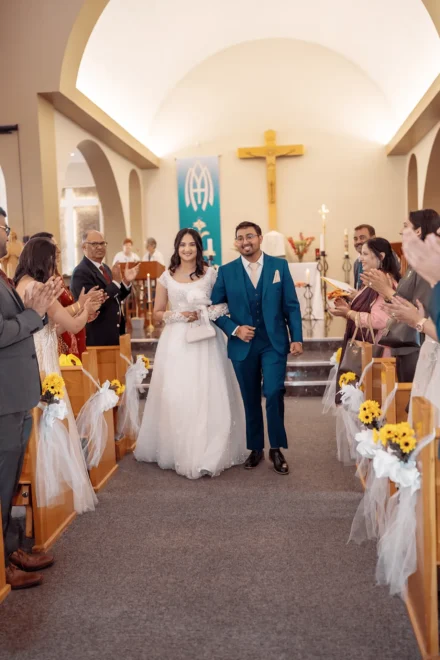 Bride and groom during a Catholic wedding ceremony in Melbourne