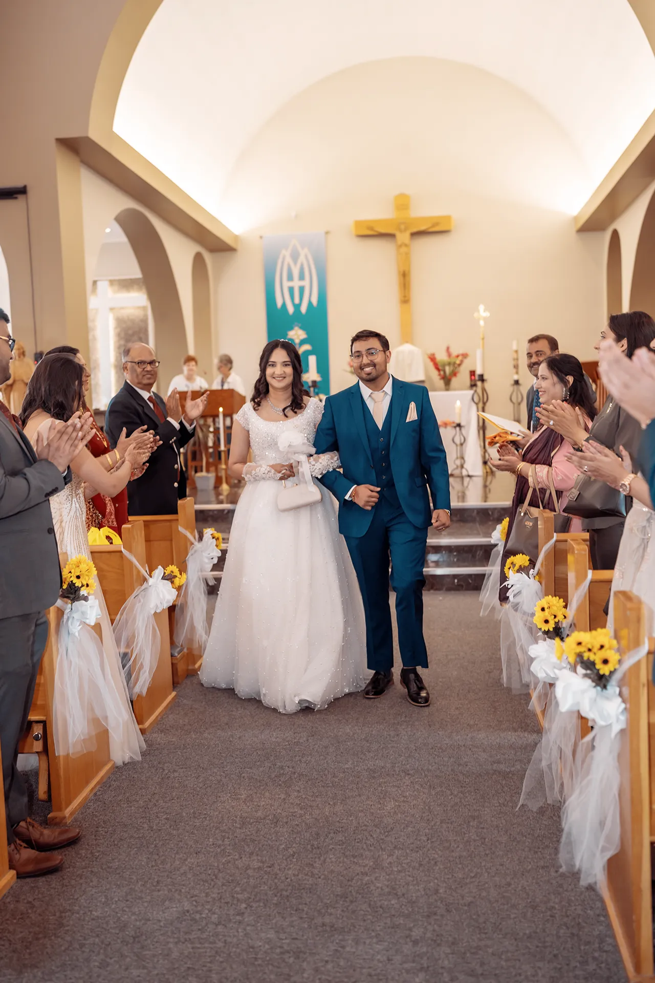 Bride and groom during a Catholic wedding ceremony in Melbourne