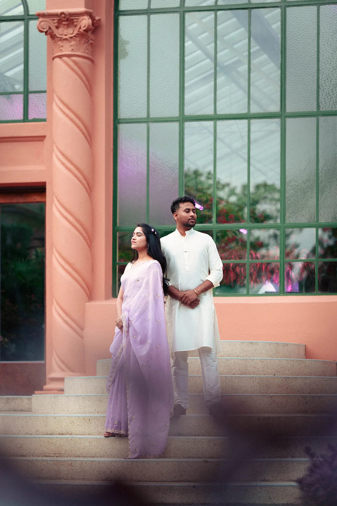 Indian couple during a pre-wedding photoshoot at Fitzroy Gardens, Melbourne