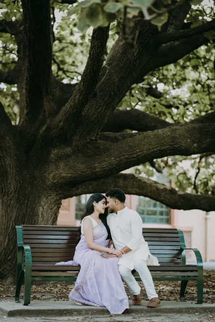 Indian couple during a pre-wedding photoshoot at Fitzroy Gardens, Melbourne