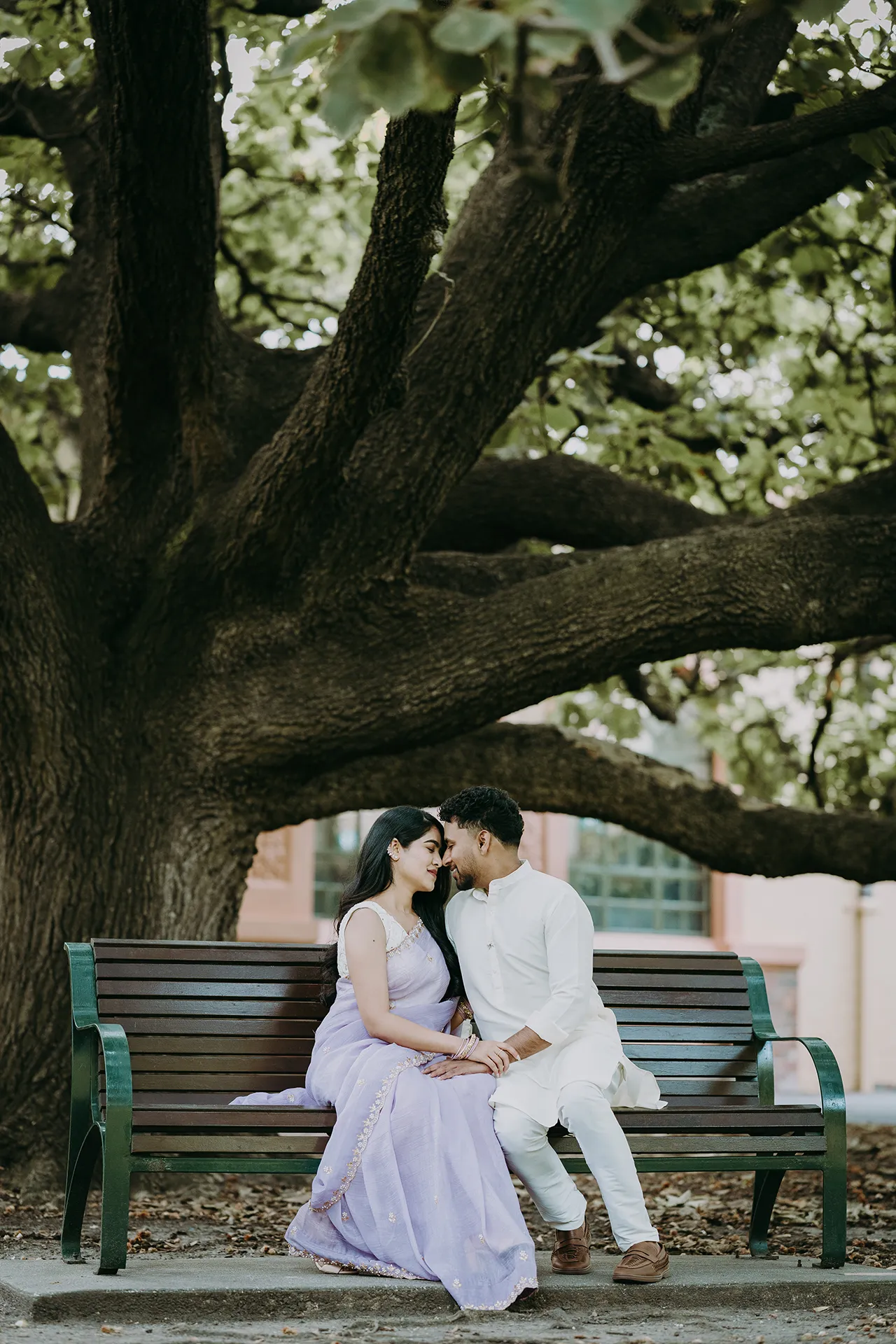 Indian couple during a pre-wedding photoshoot at Fitzroy Gardens, Melbourne