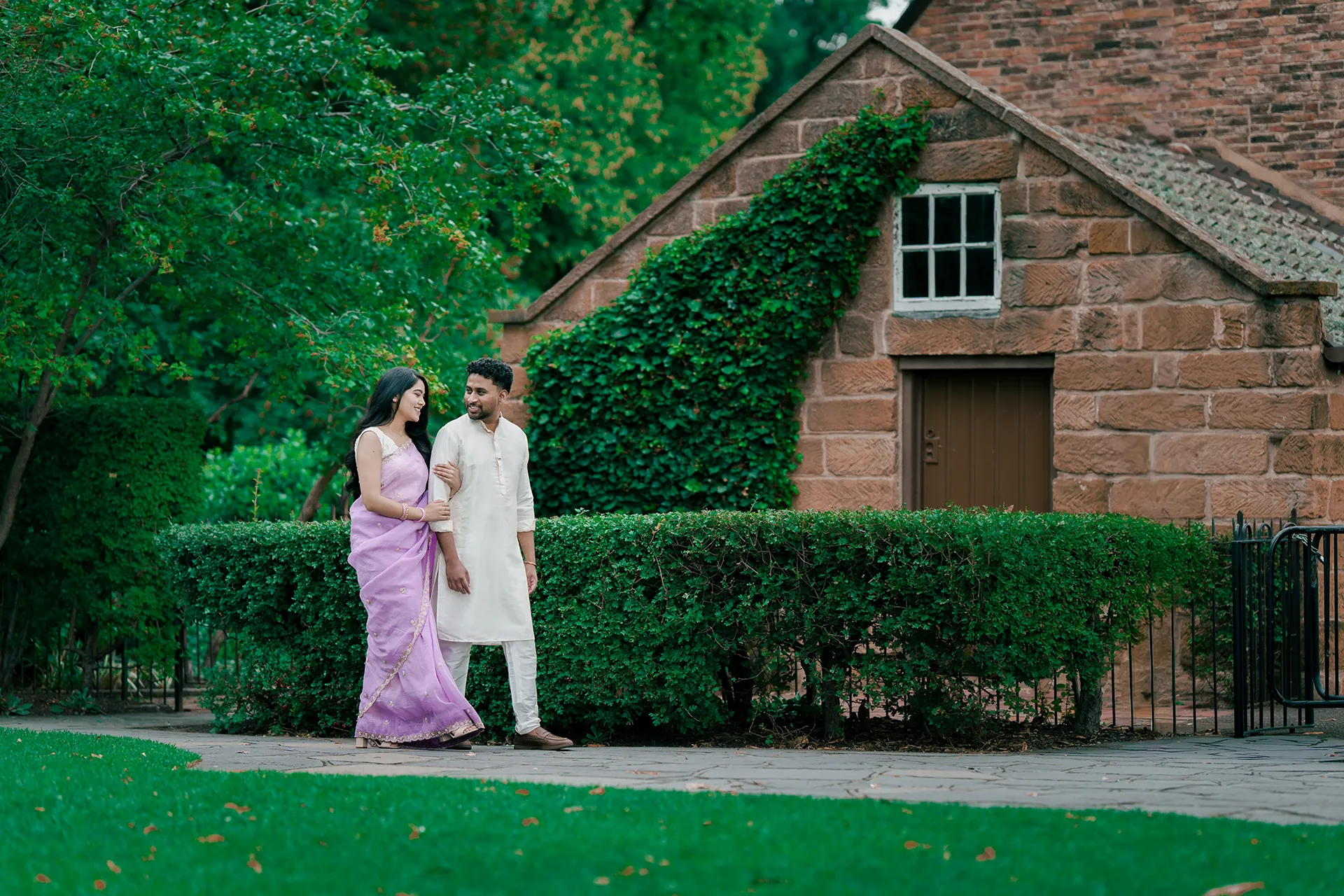 Indian couple during a pre-wedding photoshoot at Fitzroy Gardens, Melbourne
